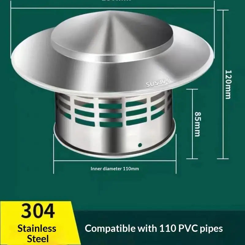 Stainless Steel Chimney Cap 75-200mm Roof Duct Vent Rain Cap Roof Vent Cap Nixie A3