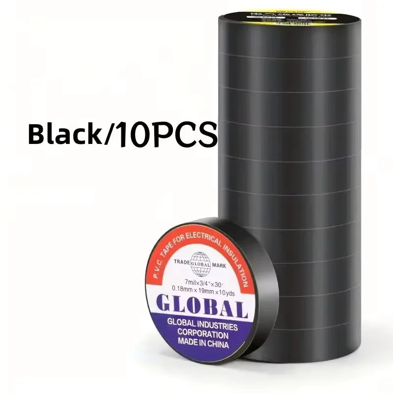 Black PVC Electrical Insulating Tape – Heat Resistant 50m Roll Electrical Insulating Tape Nixie 10 Rolls 10M