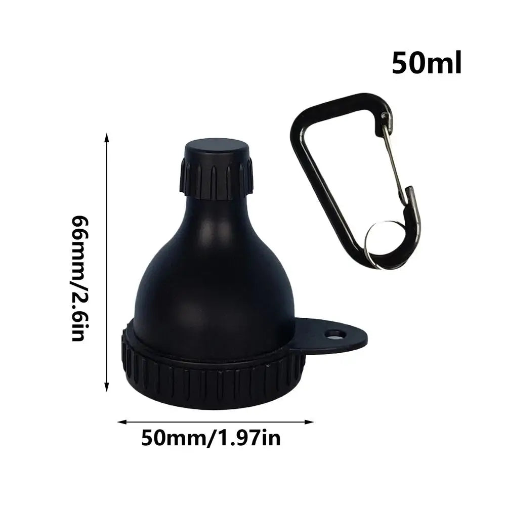 50ml Protein Powder Funnel with Carabiner | Leak-Proof Travel Container Supplement Powder Funnel Nixie Black