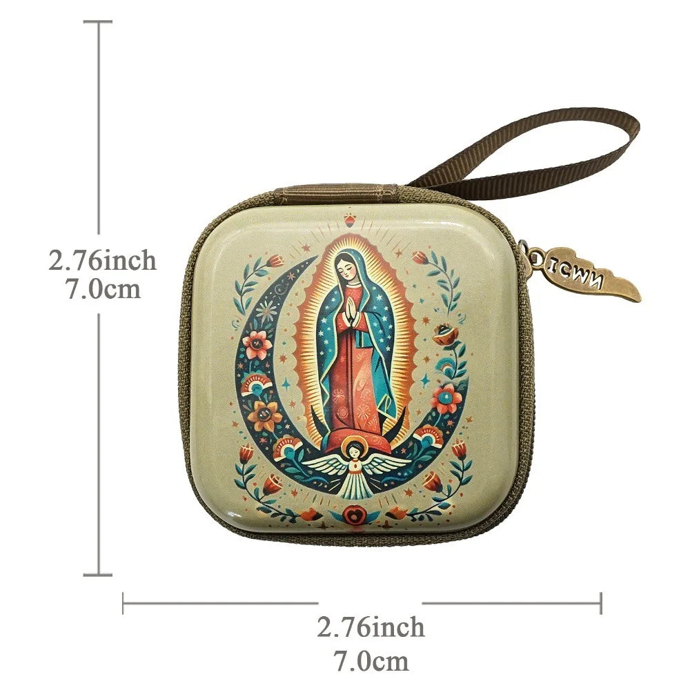 Virgin Mary Rosary Storage Bag – Zippered Christian Gift Box