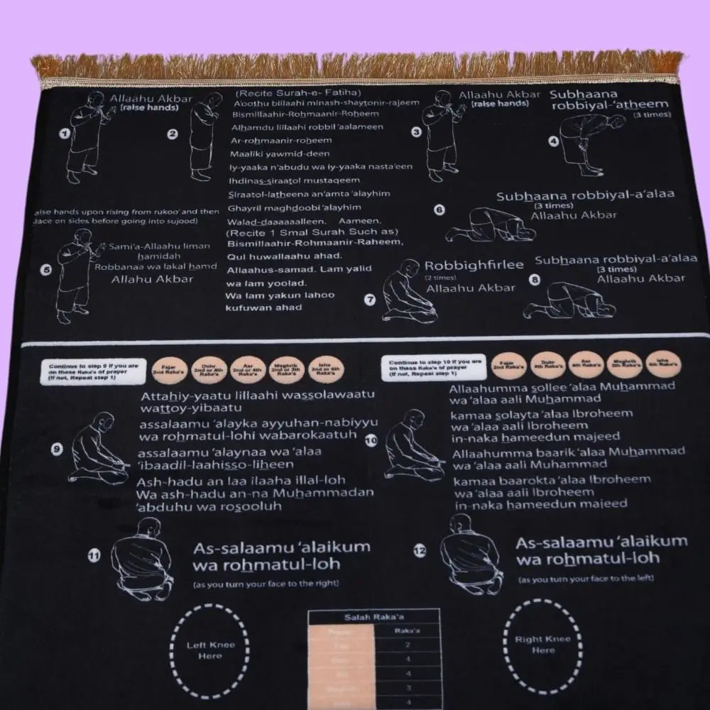 Foldable Educational Prayer Mat – Bilingual Visual Guide, Non-Slip Educational Prayer Mat Nixie