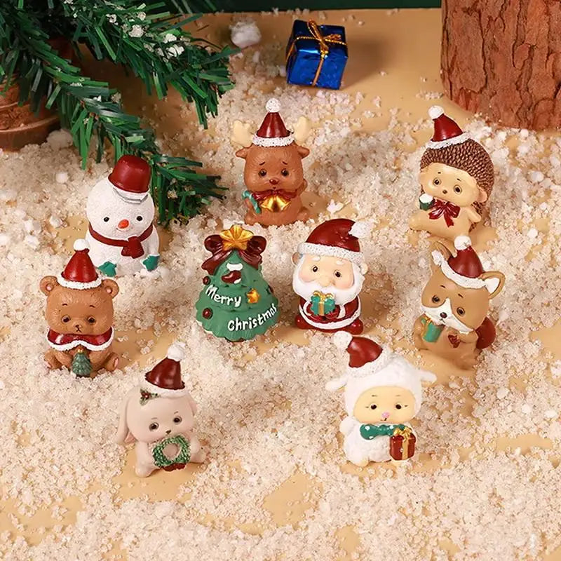 Mini Resin Christmas Animal Ornament | Cute Xmas Tree Pendant Christmas Ornament Nixie