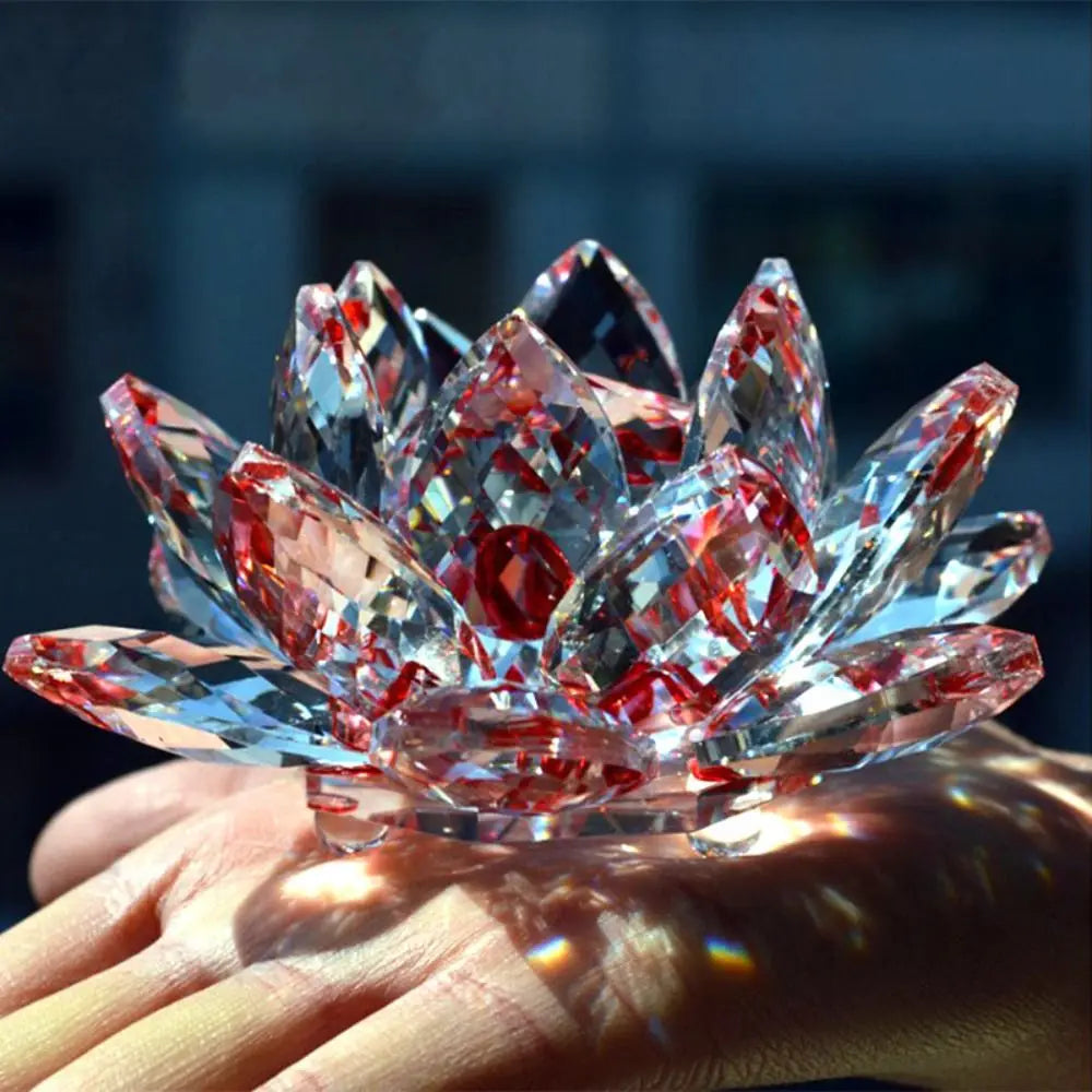 Crystal Lotus Flower Figurine – Glass Miniature Home Decor Gift Crystal Glass Figurine Nixie