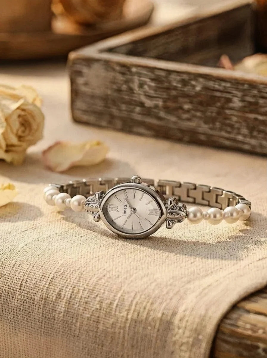 Timetti Retro Roman Numeral Quartz Watch | Alloy Band Quartz Wrist Watch Nixie