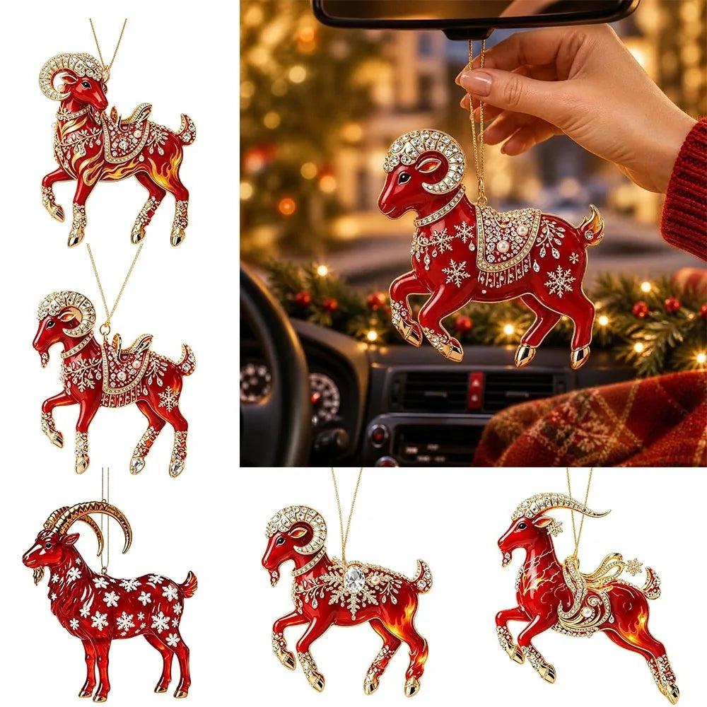 Acrylic Goat Hanging Ornament with Rhinestones | Holiday Décor Holiday Hanging Ornament Nixie