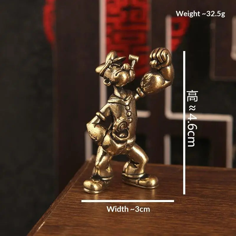 Popeye Sailor Man Brass Figurine Desk Decor Ornament 1-2PCS Brass Collectible Figurine Nixie