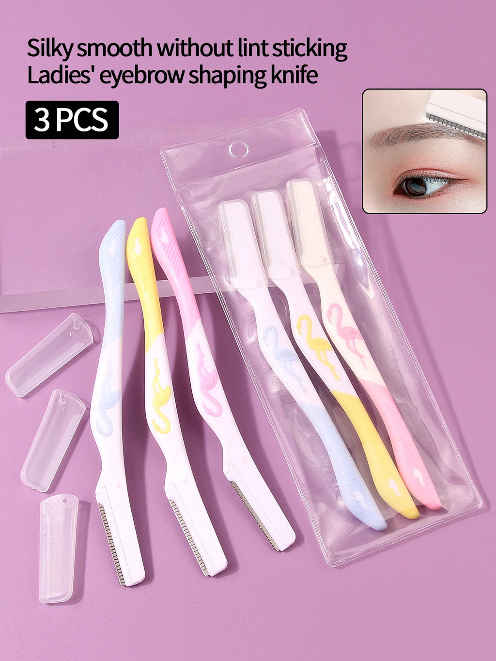 3PCS Stainless Steel Eyebrow Razors + Travel Bag – Unisex Eyebrow Razor Set Nixie