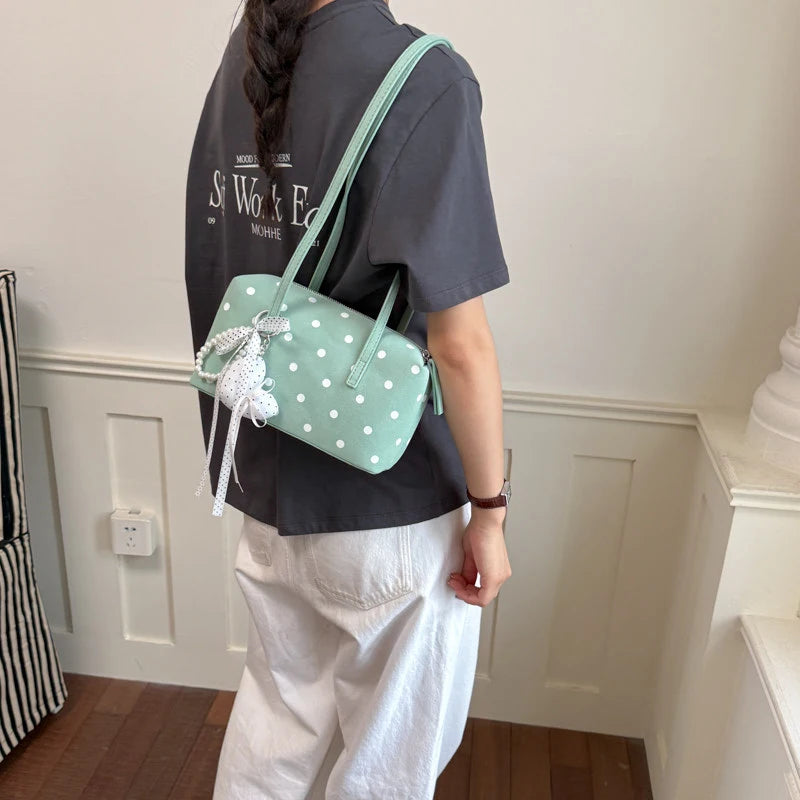 Korean Polka Dot Boston Shoulder Bag | Cute Underarm Bag Shoulder Bag Nixie