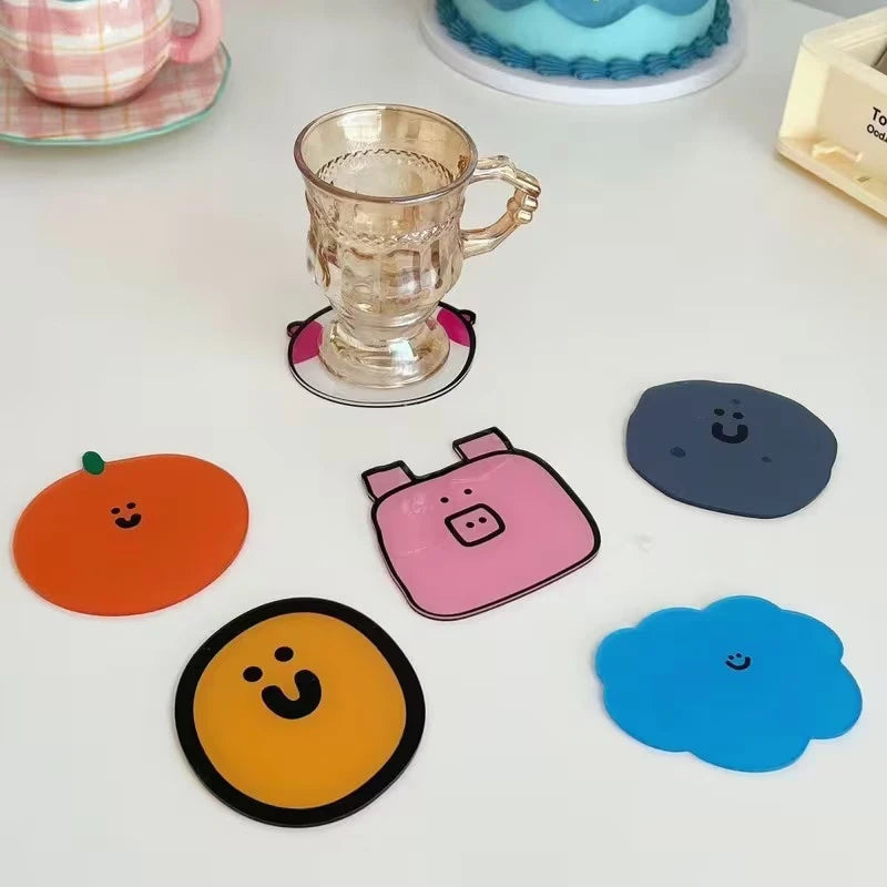 Cute Cartoon Acrylic Coaster | Heat-Resistant Table Protector Acrylic Coaster Nixie