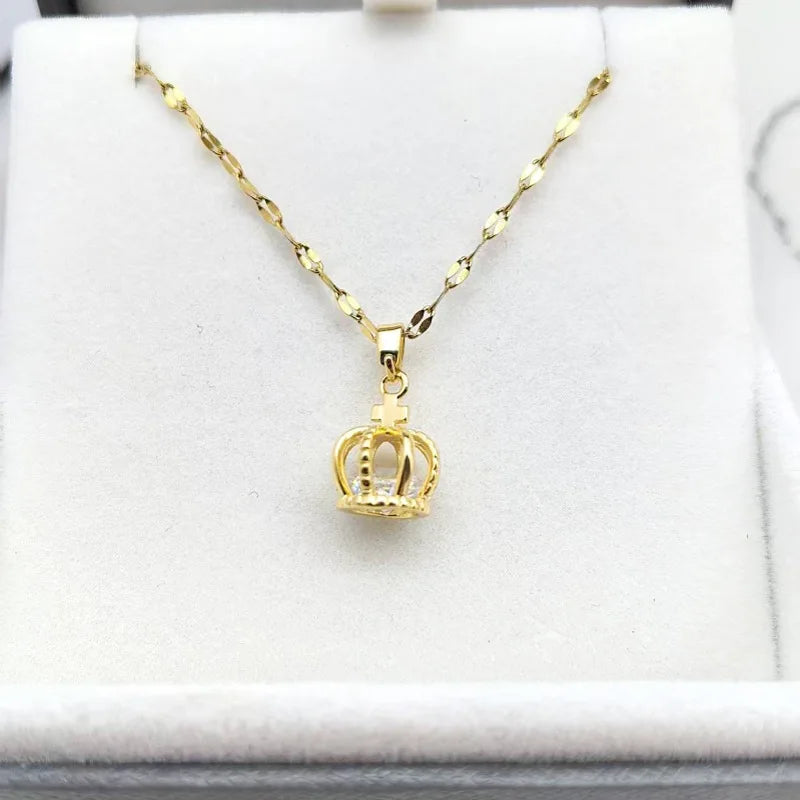 Hollow Crown Pendant Necklace – Gold Stainless Steel for Women Pendant Necklace Nixie gold