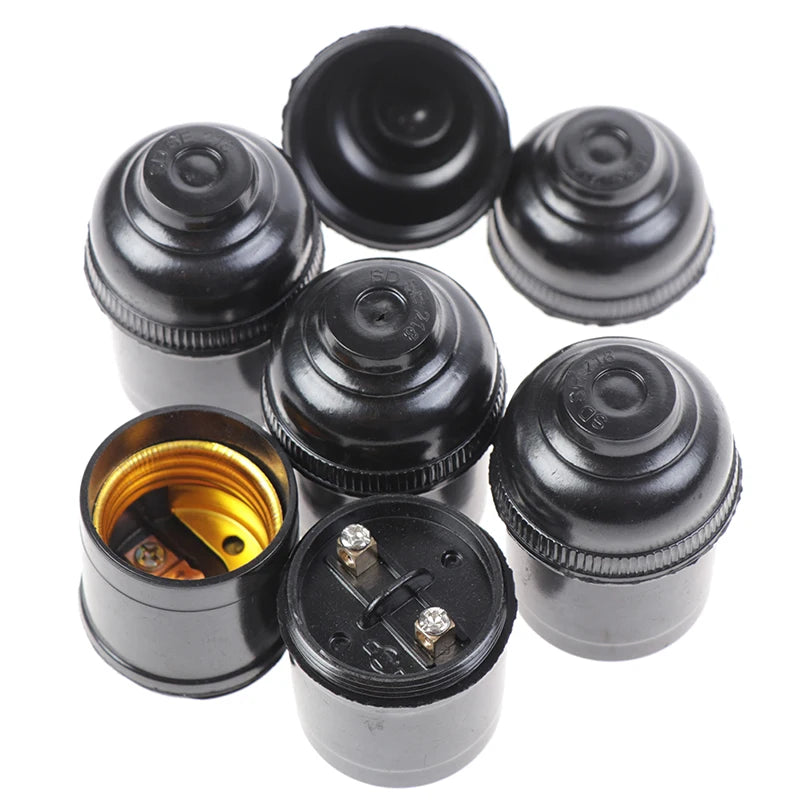 5-Pack E27 Edison Screw Pendant Lamp Holders – Retro Black