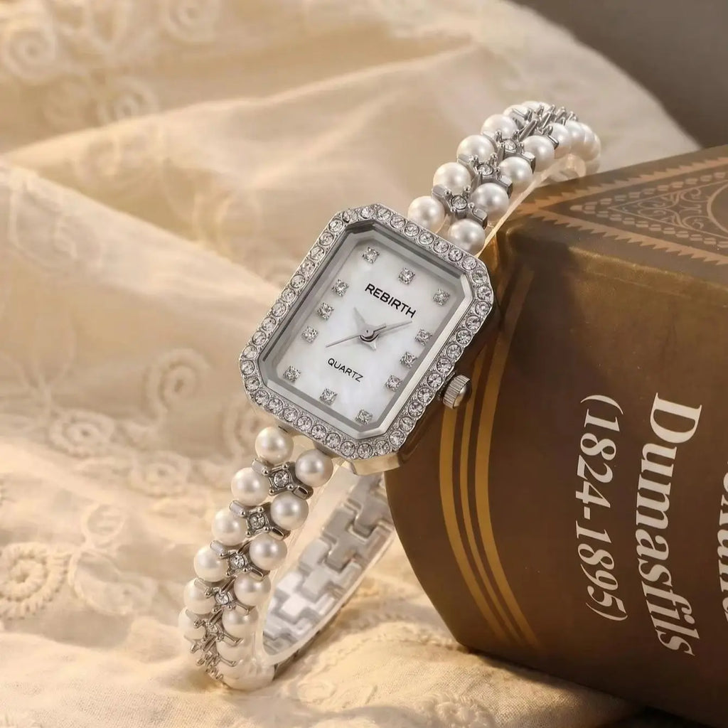 Women's Square Quartz Watch – Light Luxury Stainless Steel Women's Quartz Watch Nixie Silver