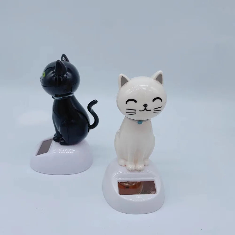 Solar Powered Waving Cat Ornament – Resin Car Dashboard Decor