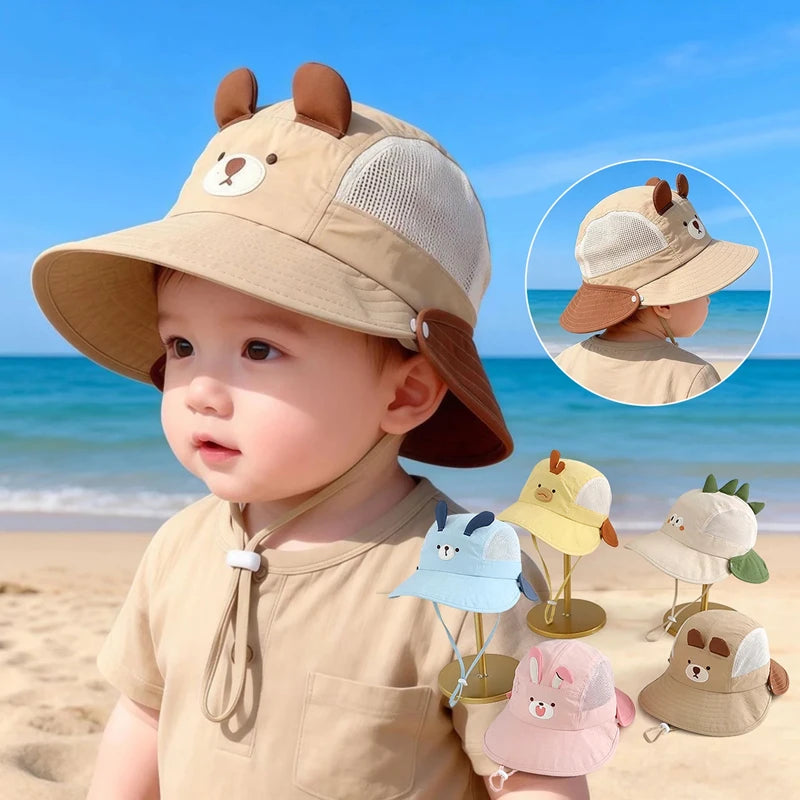 Kids Cartoon Bear Rabbit Ear Sun Hat – Summer Beach Cap Kids Sun Hat Nixie