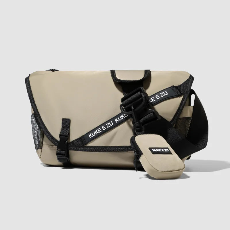 Men's Nylon Crossbody Messenger Bag – Trendy Commuter Bag Messenger Crossbody Bag Nixie BB-680-Khaki Extra Large