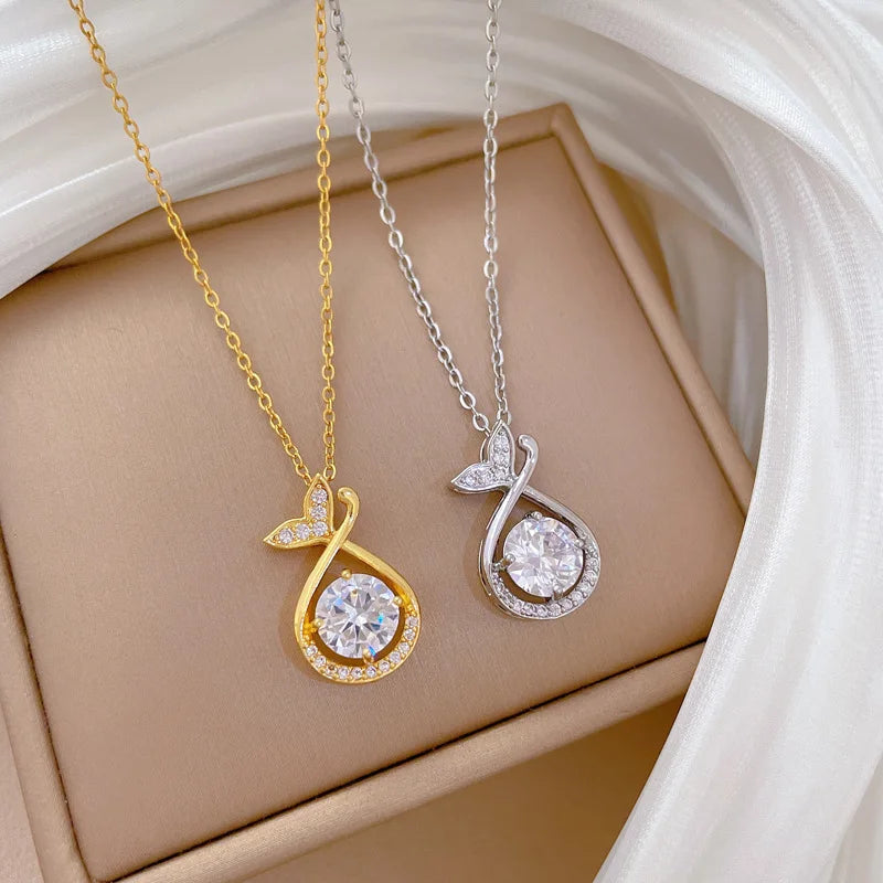 Copper Pendant Necklace Women | Stainless Steel Clavicle Chain Pendant Necklace Nixie