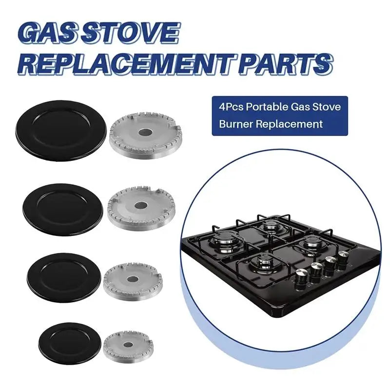 Gas Stove Burner Caps 4/8 Pcs – Durable Hob Crown Set Stove Burner Caps Nixie