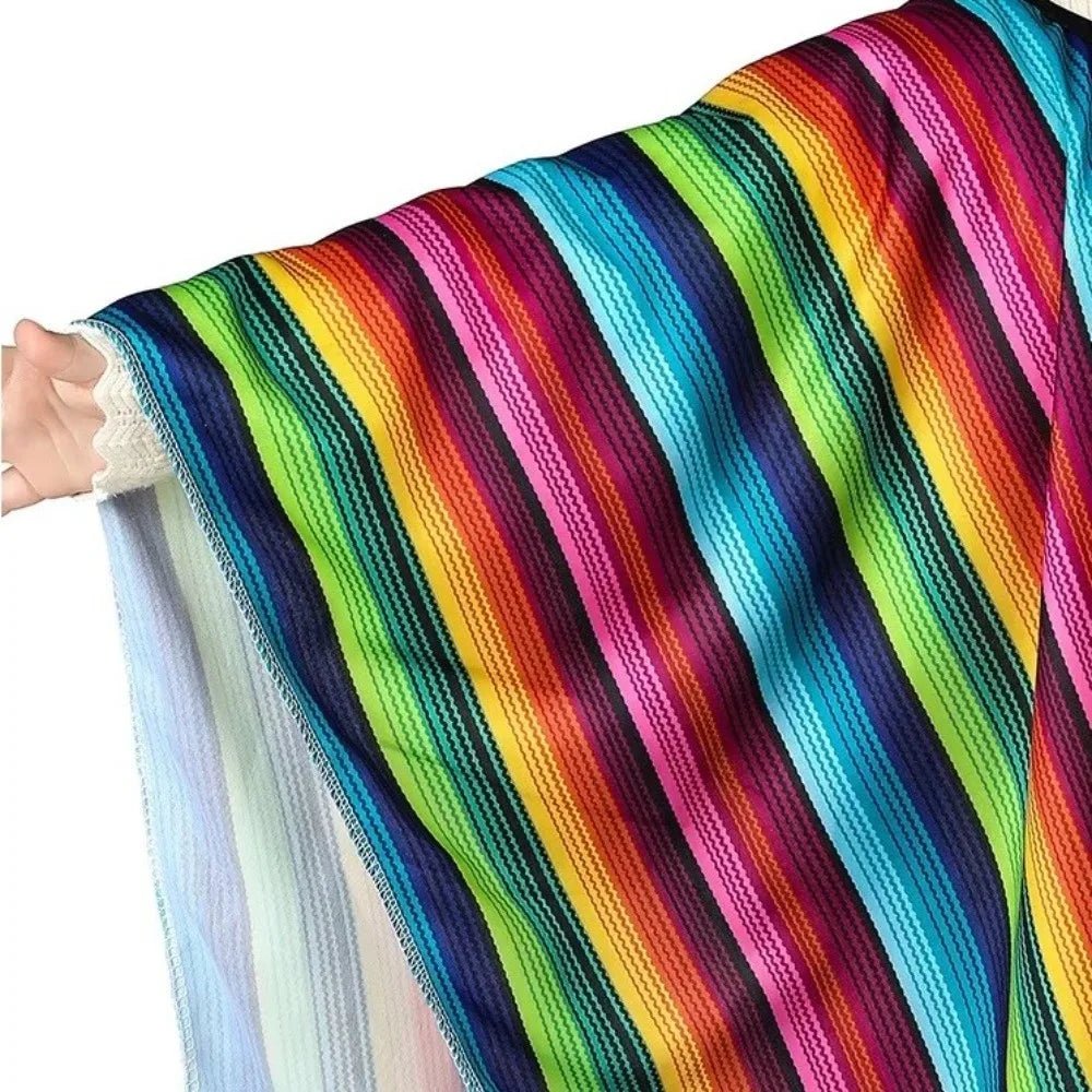 Kids Mexican Poncho Striped Ethnic Costume Cape w/ Tassels Kids Costume Cape Nixie