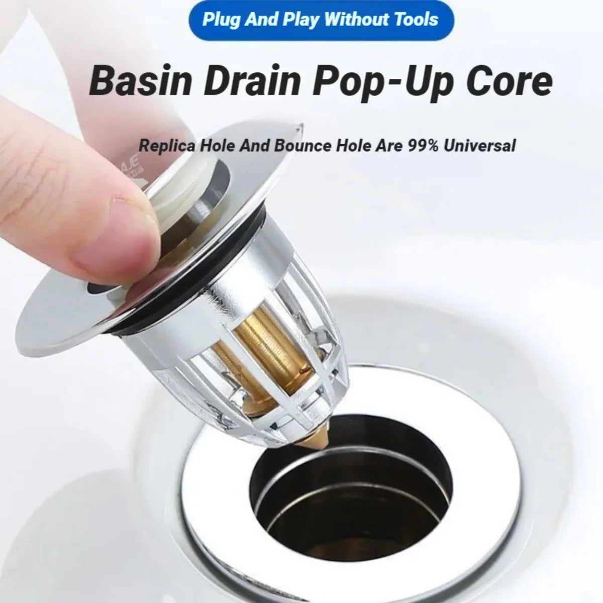 Universal Push Pop-Up Drain Stopper with Hair Catcher Drain Stopper Nixie