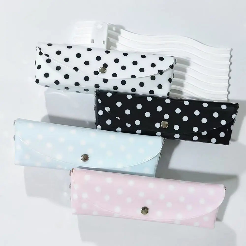 PVC Polka Dot Pencil Case Snap-Button Pen Pouch – School & Office Pencil Case Nixie