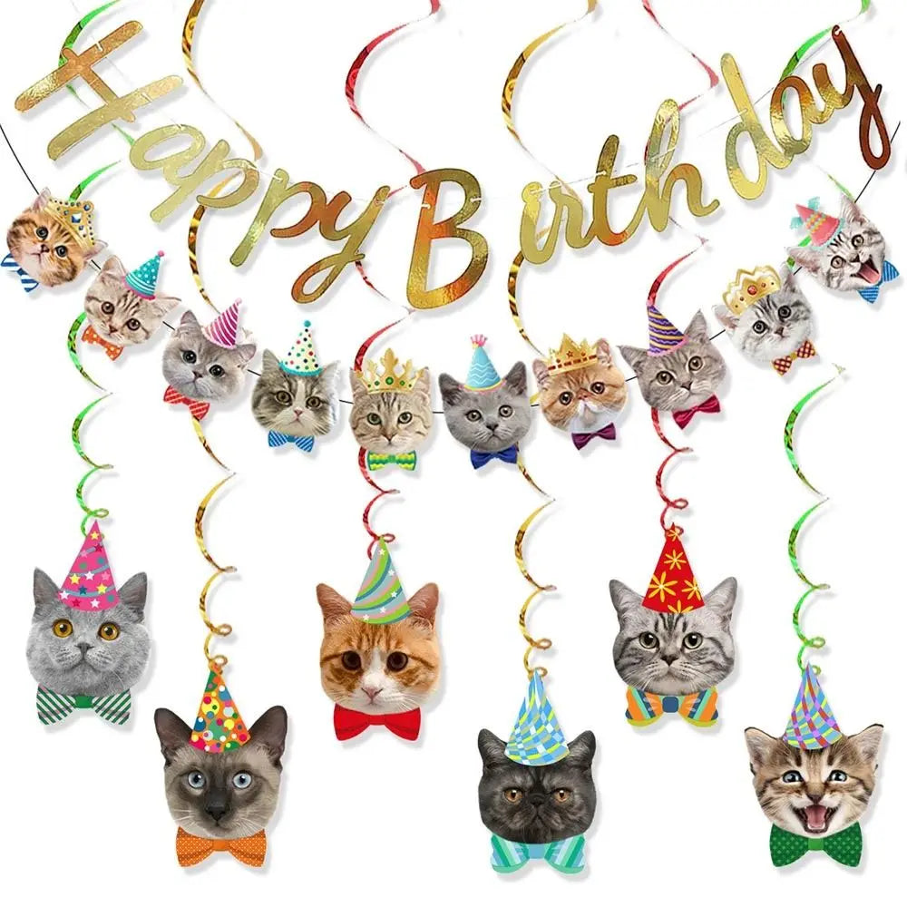 Cat Party Banner Cartoon Cat Garland Birthday Decoration Party Banner Garland Nixie