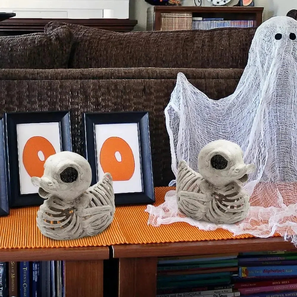 Halloween Skeleton Duck Resin Statue | Spooky Miniature Figurine Halloween Décor Figurine Nixie