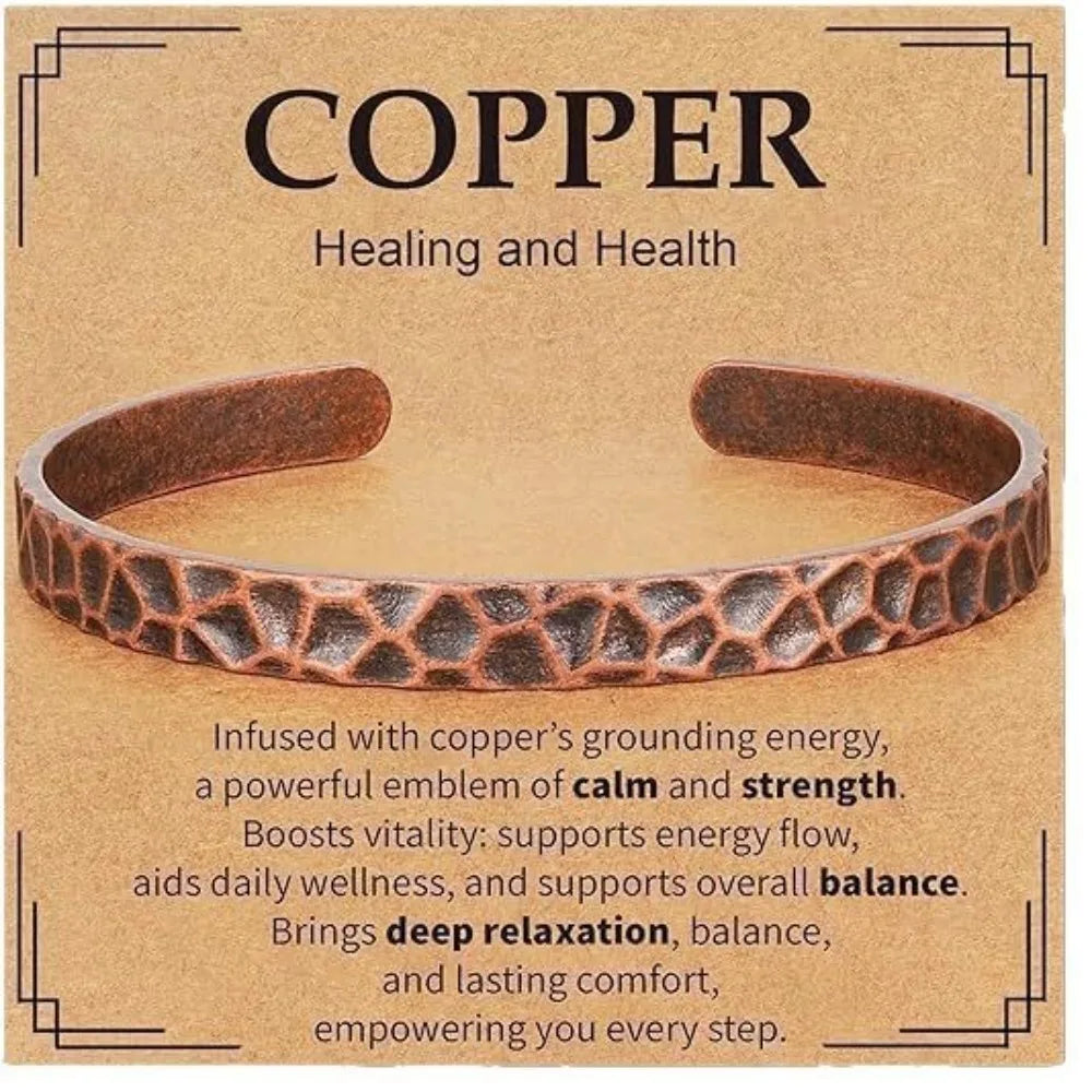 Pure Copper Adjustable Cuff Bangle Bracelet – Unisex
