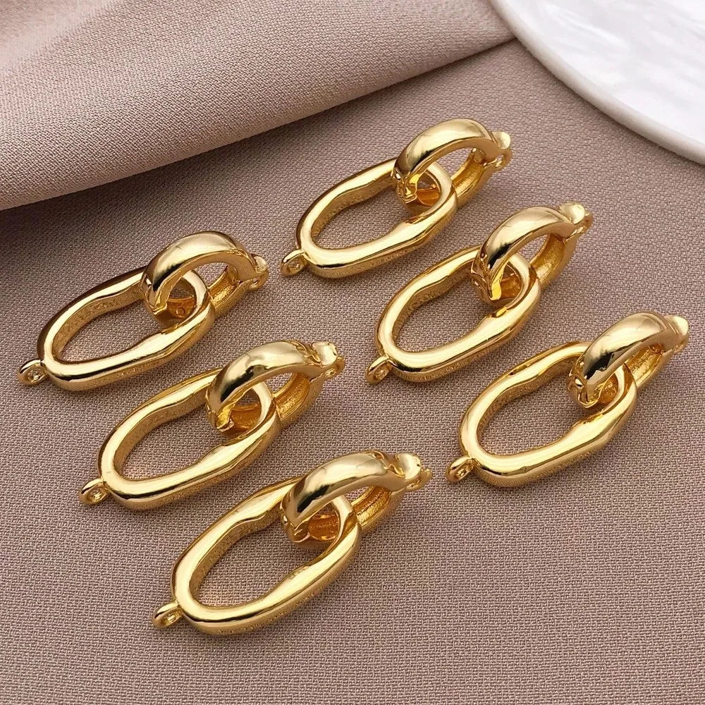 3pcs Gold & Silver Plated Copper Oval Jewelry Connector Clasps Jewelry Clasp Findings Nixie Gold