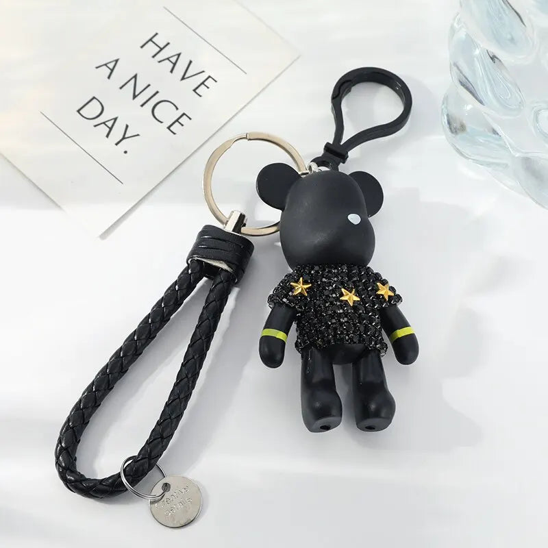 Black Bear Diamond Keychain – Unisex Stylish Key Ring & Bag Charm Fashion Keychain Nixie