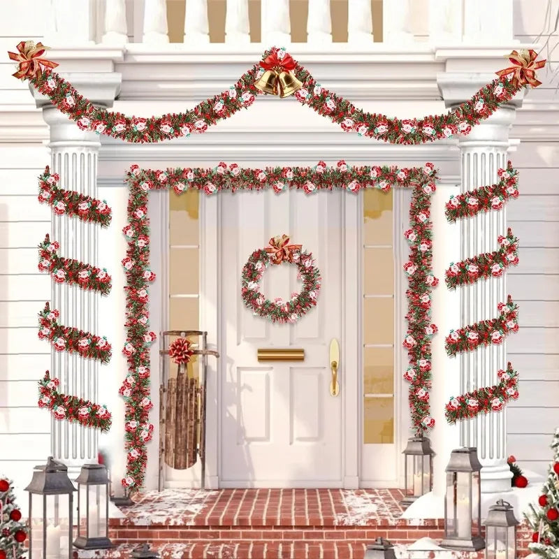 2M Christmas Tinsel Garland Red Green Snowman Ornaments Décor Christmas Garland Nixie