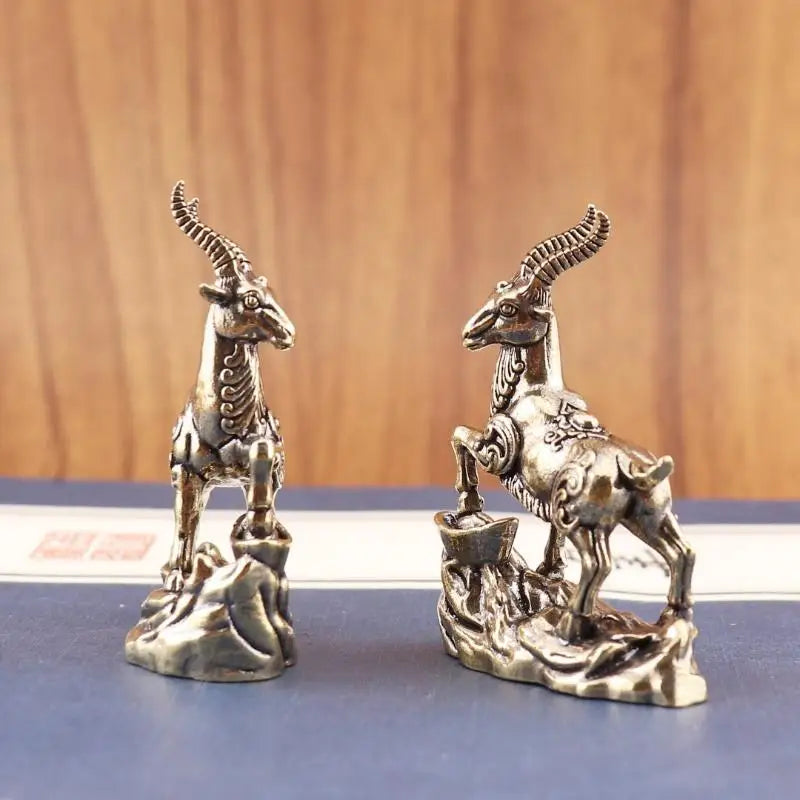Feng Shui Zodiac Goat Statue with Lucky Coins – Desk Décor Decorative Figurine Nixie