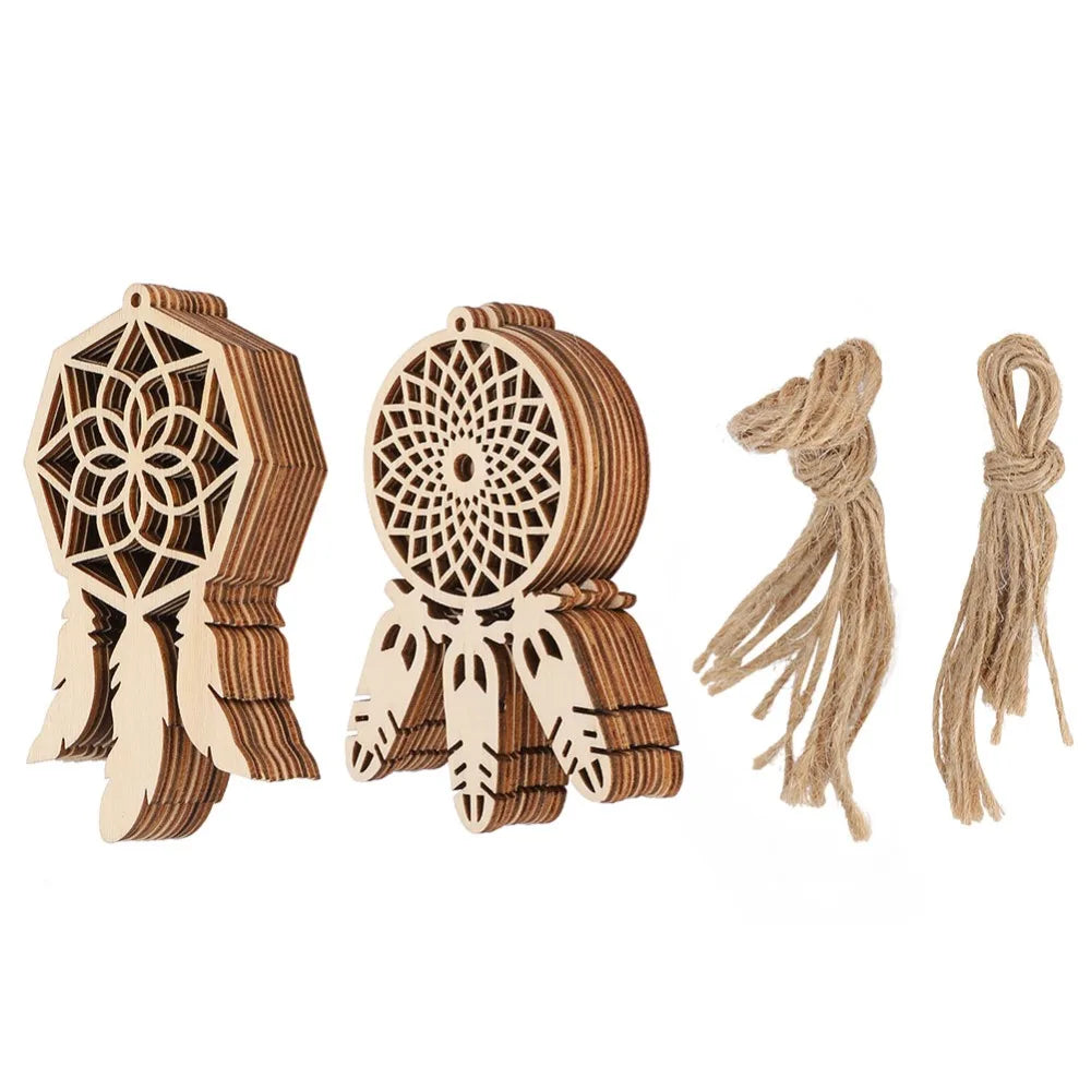 20pcs Unfinished Wood Dreamcatcher Ornaments – Boho DIY Kit Wood Craft Ornaments Nixie