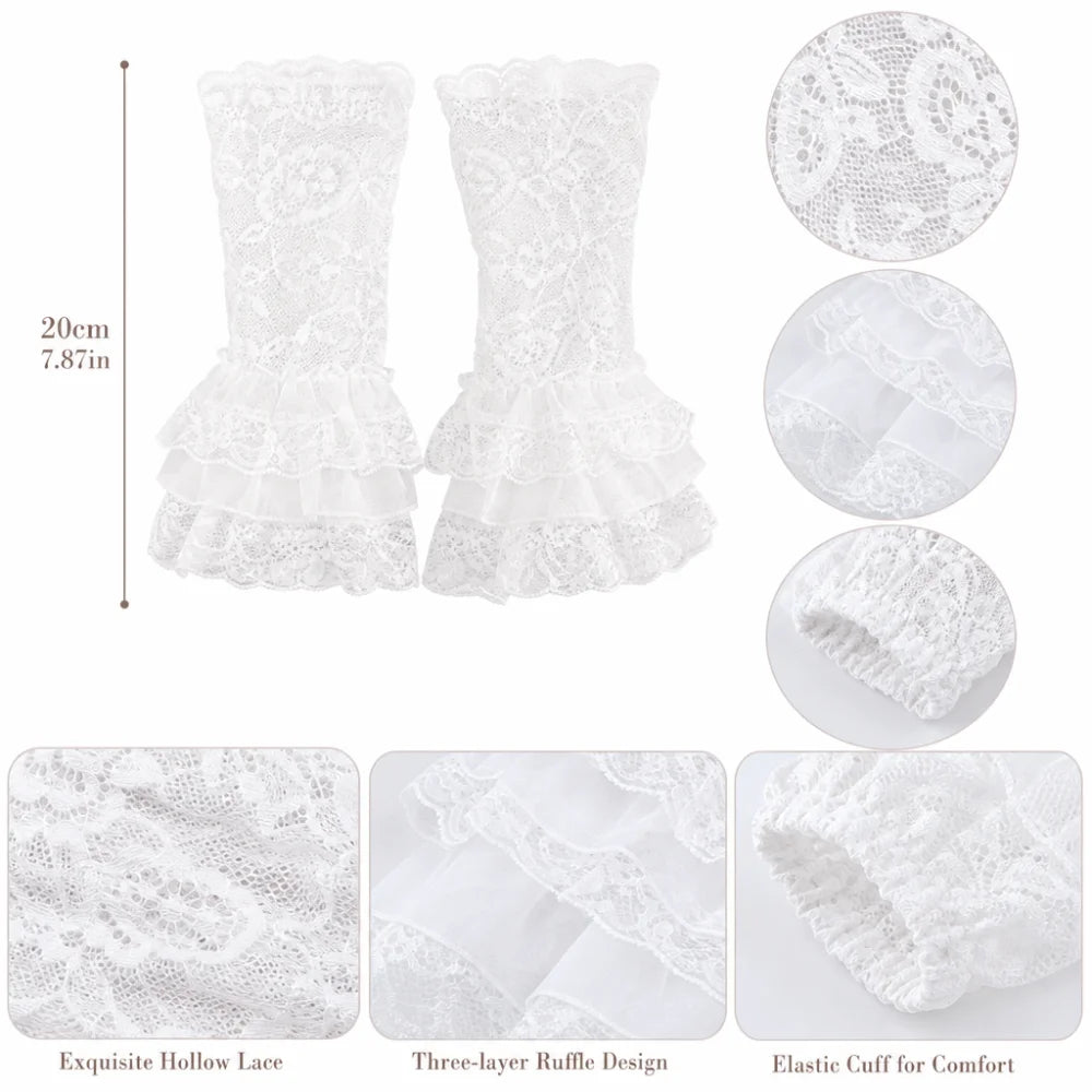 Ruched Detachable Flared Cuffs – Lolita Ballet Wrist Sleeves Detachable Wrist Cuffs Nixie
