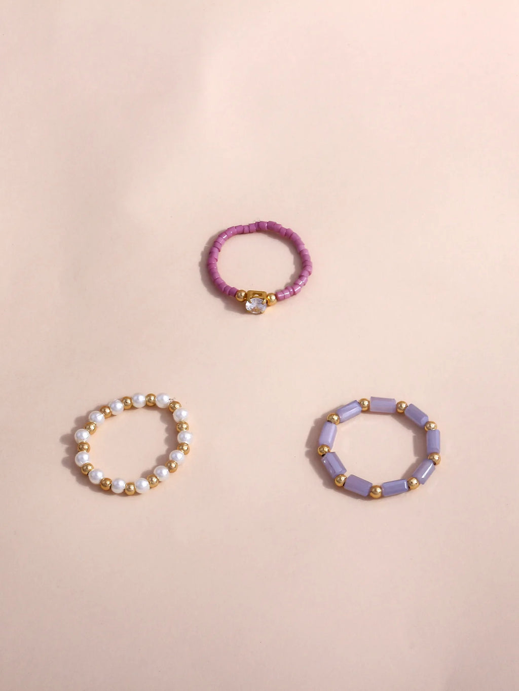 3pcs Bohemian Pearl Rings Set – Beaded Party Jewelry for Women
