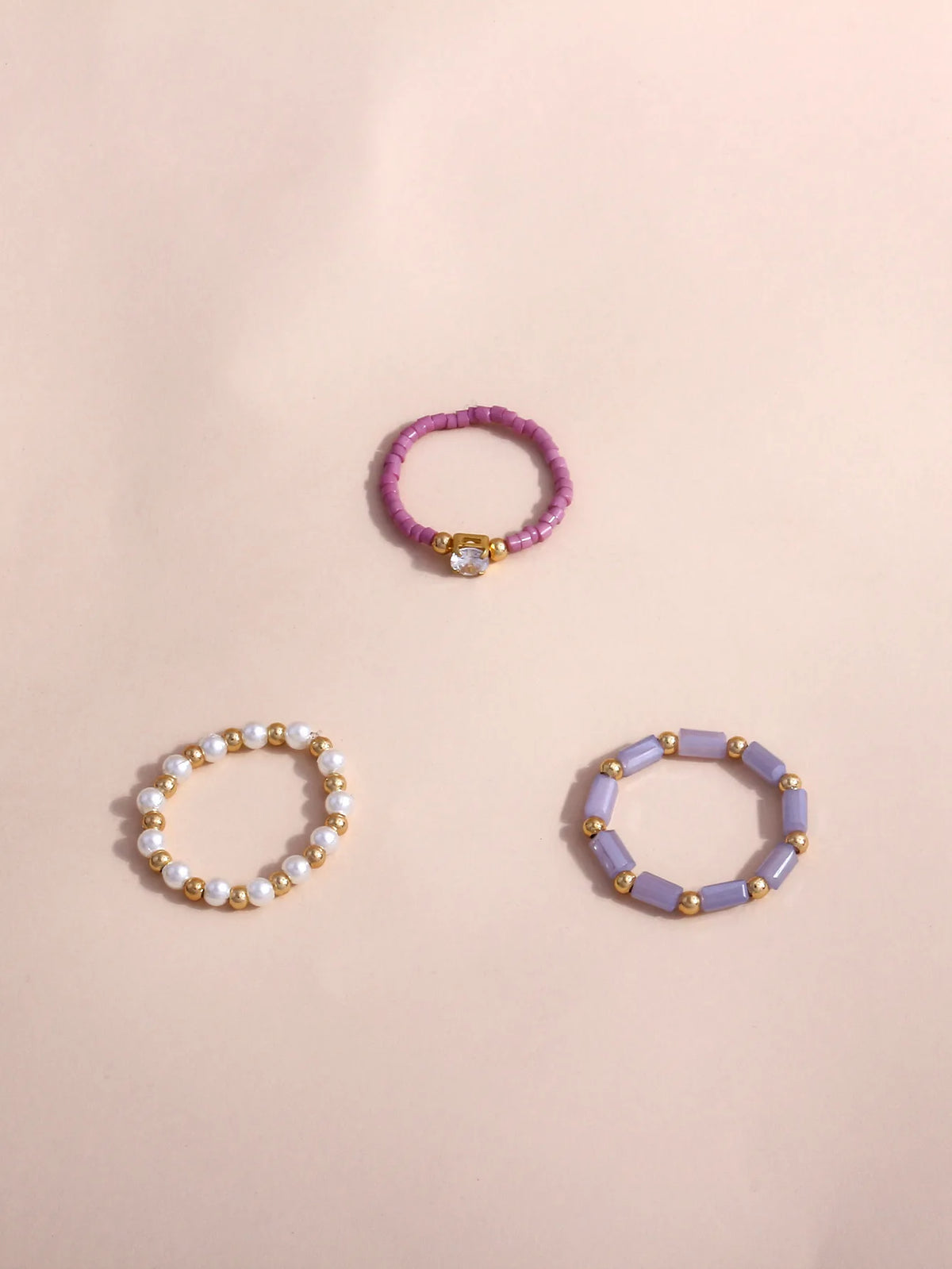 3pcs Bohemian Pearl Rings Set – Beaded Party Jewelry for Women