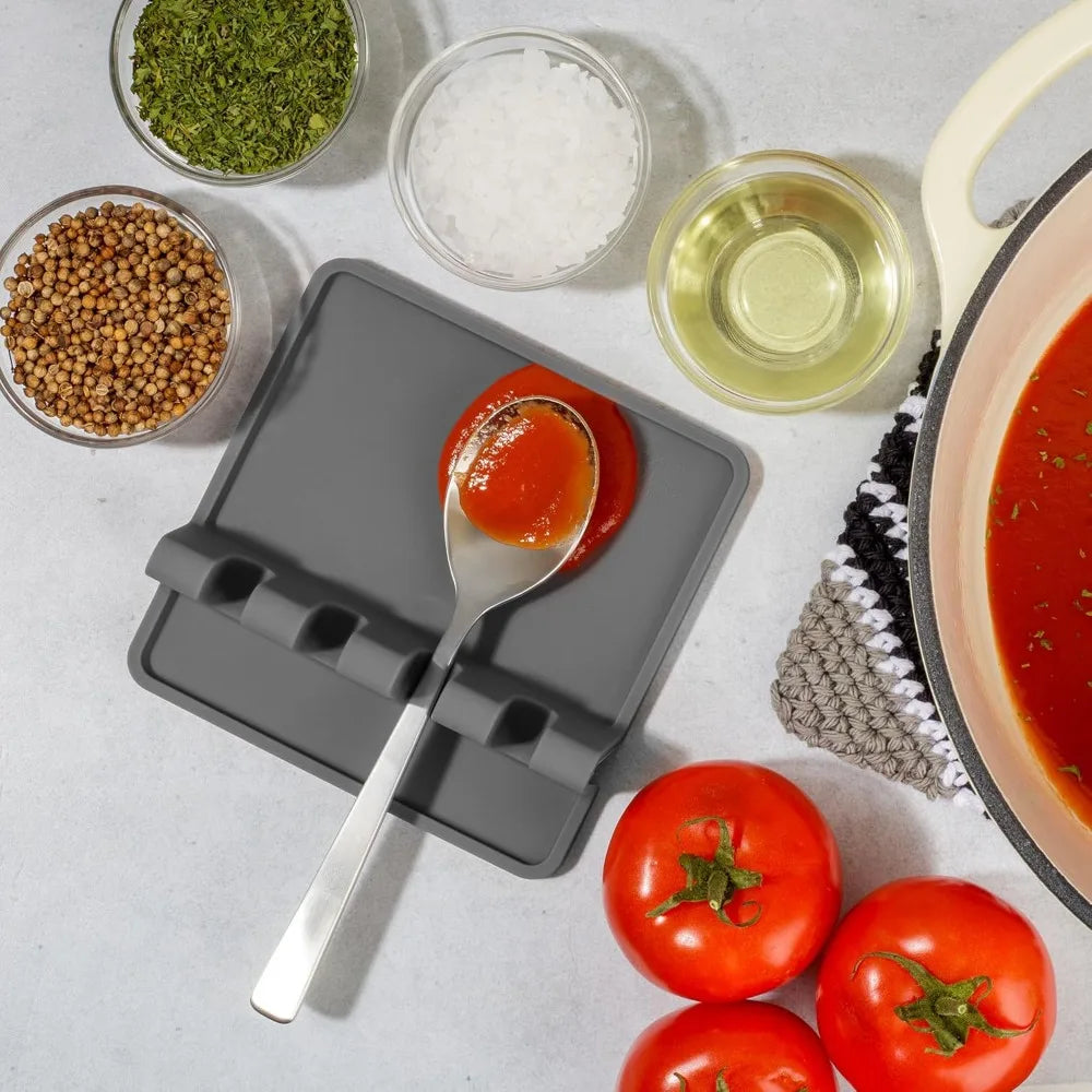 Silicone Utensil Rest with Drip Pad – BPA-Free Spoon Holder Silicone Spoon Rest Nixie