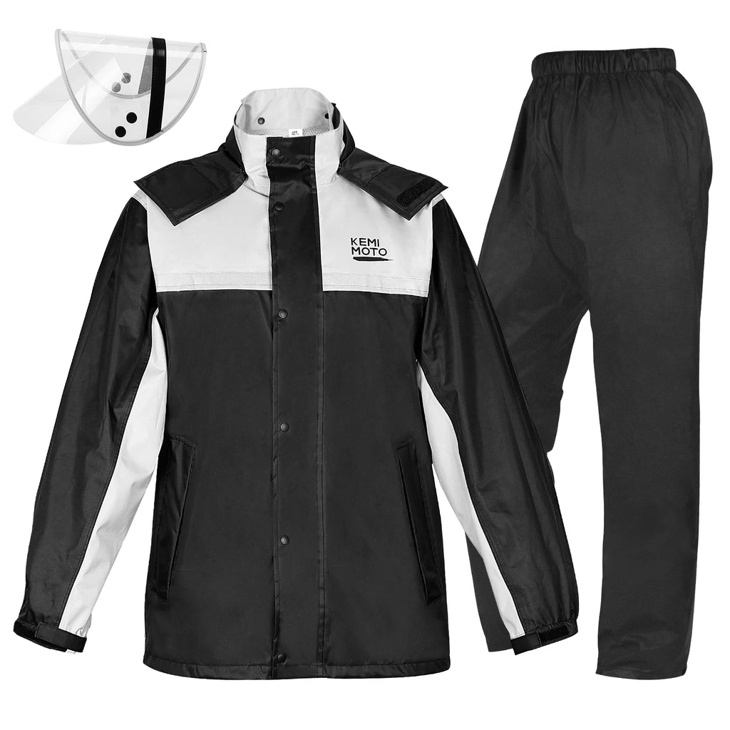 KEMITOUR Men's Waterproof Rain Suit – Jacket & Pants Set Rain Suit Nixie Black Suit XL