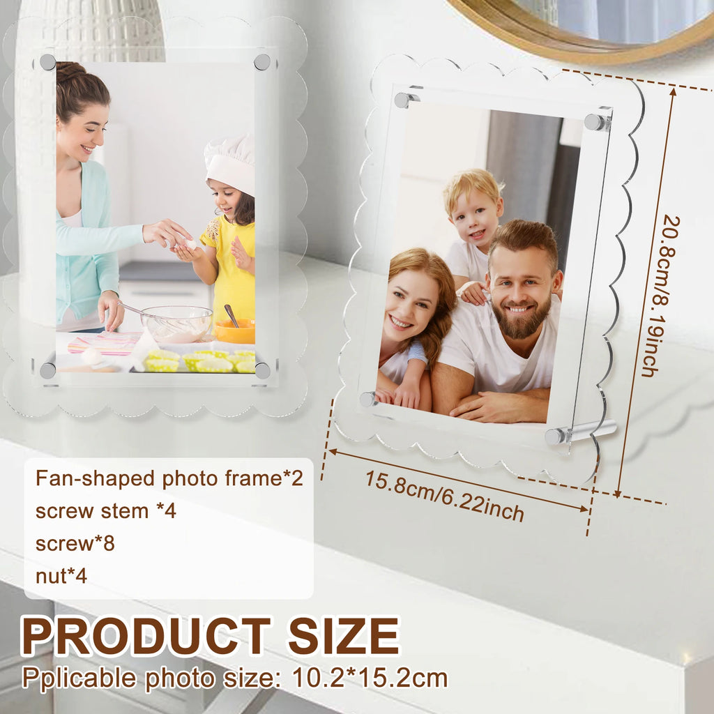 2Pcs Clear Acrylic Picture Frames 4x6 & 5x7 Inch with Screws