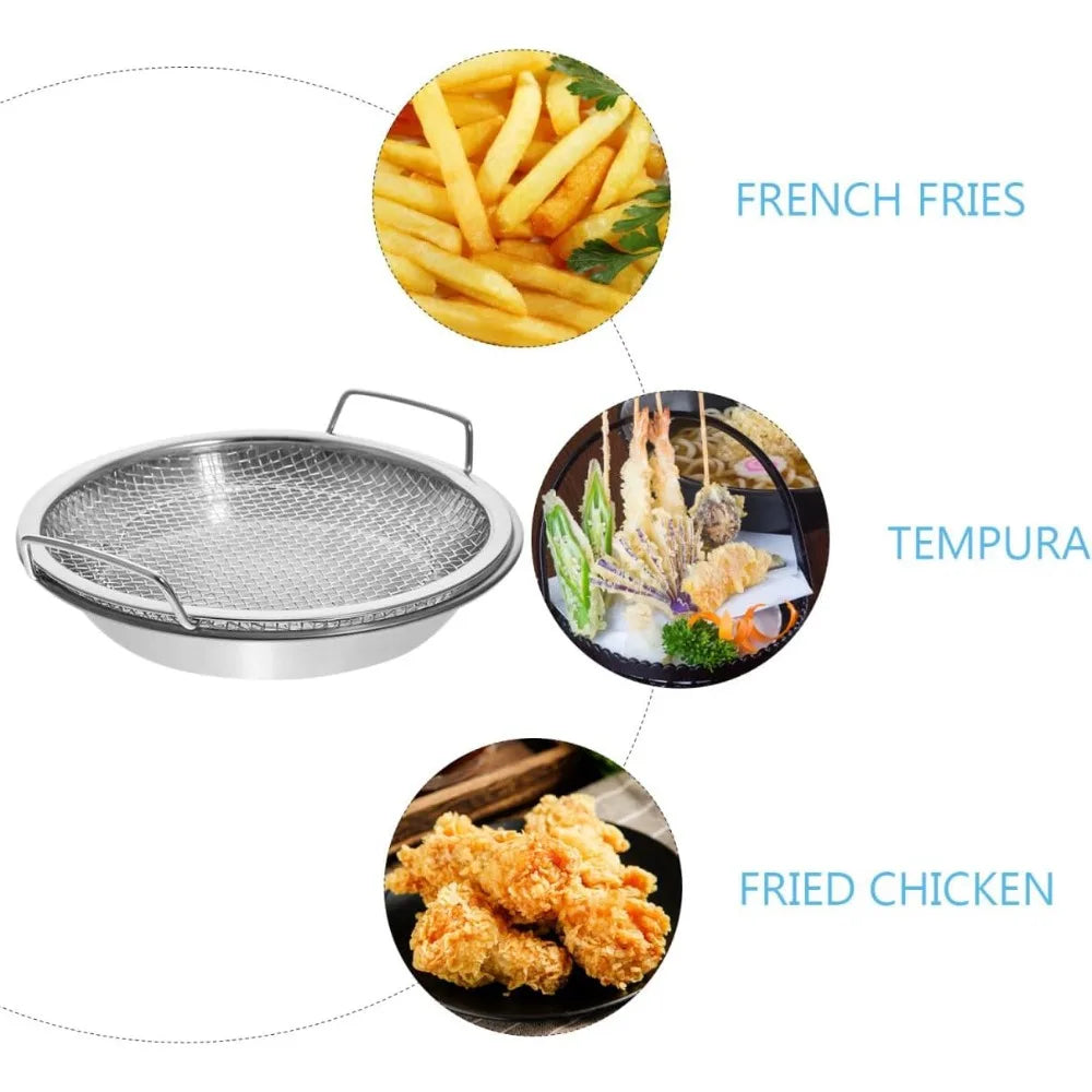 20cm Stainless Steel Oil Filter Strainer Basket with Handle Kitchen Strainer Basket Nixie