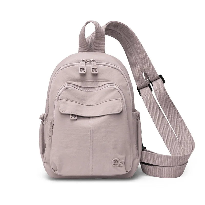 Women's Convertible Backpack Shoulder Bag – Lightweight Oxford Convertible Mini Backpack Nixie Light pink