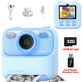Kids Instant Print Camera 1080P HD Dual Lens Selfie Digital Kids Instant Camera Nixie Blue Set add 32G
