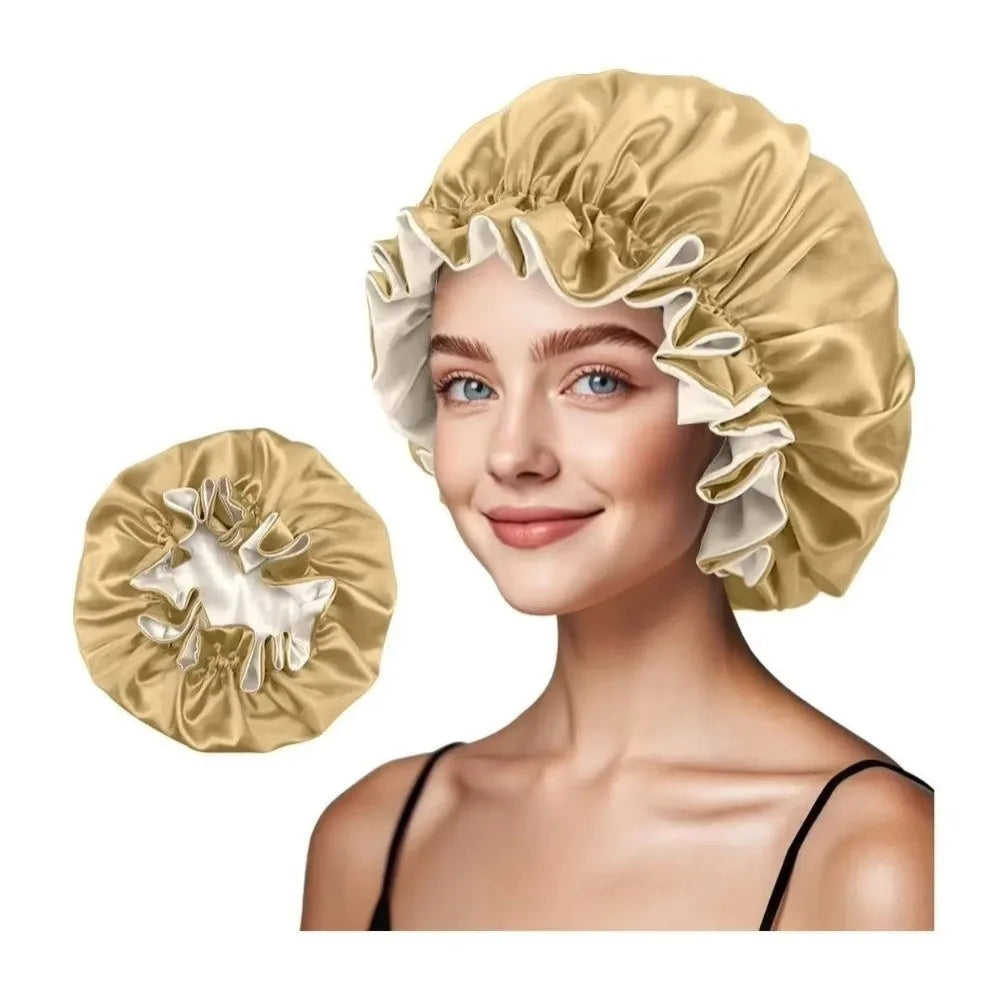 Double Layer Satin Sleep Bonnet – Reversible Lace Hair Cap Satin Sleep Bonnet Nixie