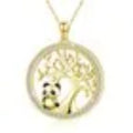 Panda Simulated Opal Bamboo Pendant Necklace | Women's Fashion Pendant Necklace Nixie Gold