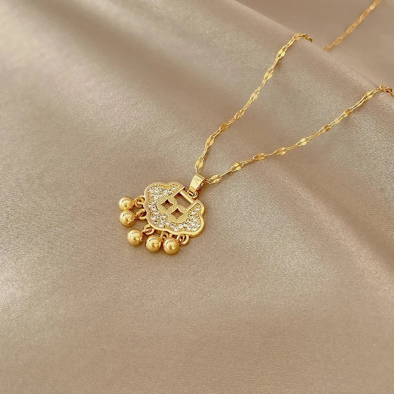 Lucky Longevity Copper & Zircon Pendant Necklace for Women Pendant Necklace Nixie XL1809-7 40cm