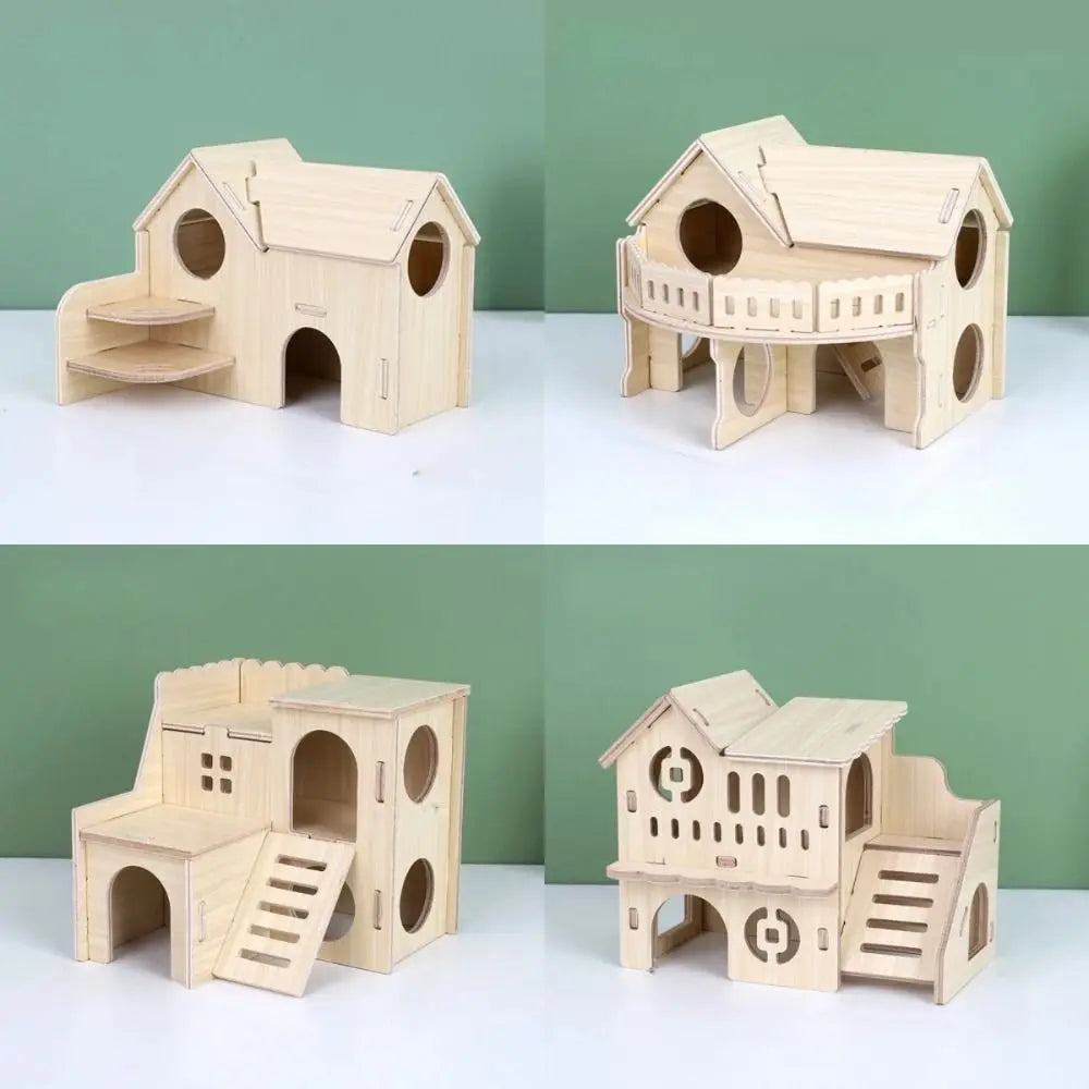 Wooden Hamster Villa Seesaw Swing Climbing Cage Toy
