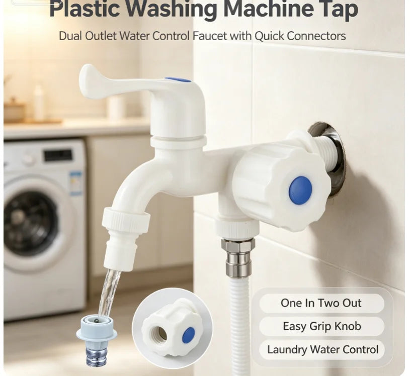 Dual Outlet G1/2" Water Tap – Independent Control & Hose Adapters Dual Outlet Faucet Nixie Default Title