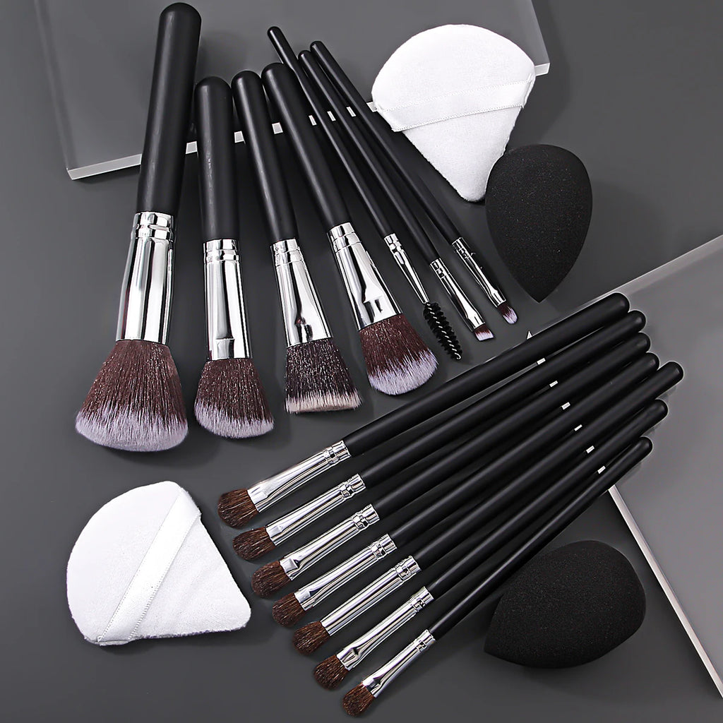 18-Piece Professional Makeup Brush Set – Wood & Wool Fiber Makeup Brush Set Nixie Default Title