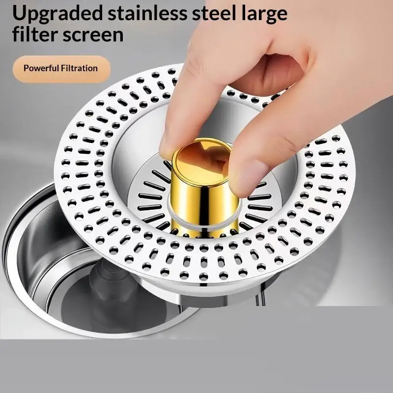 Stainless Steel Sink Drain Strainer Basket Filter & Pop-Up Stopper Sink Drain Strainer Nixie