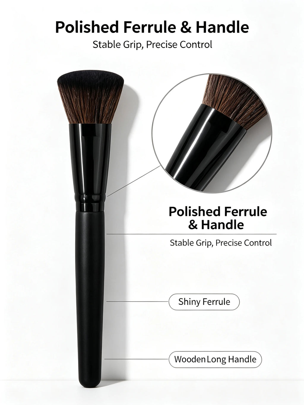 Angled Foundation Brush – Synthetic Bristles, Multi-Use Face Makeup Brush Nixie