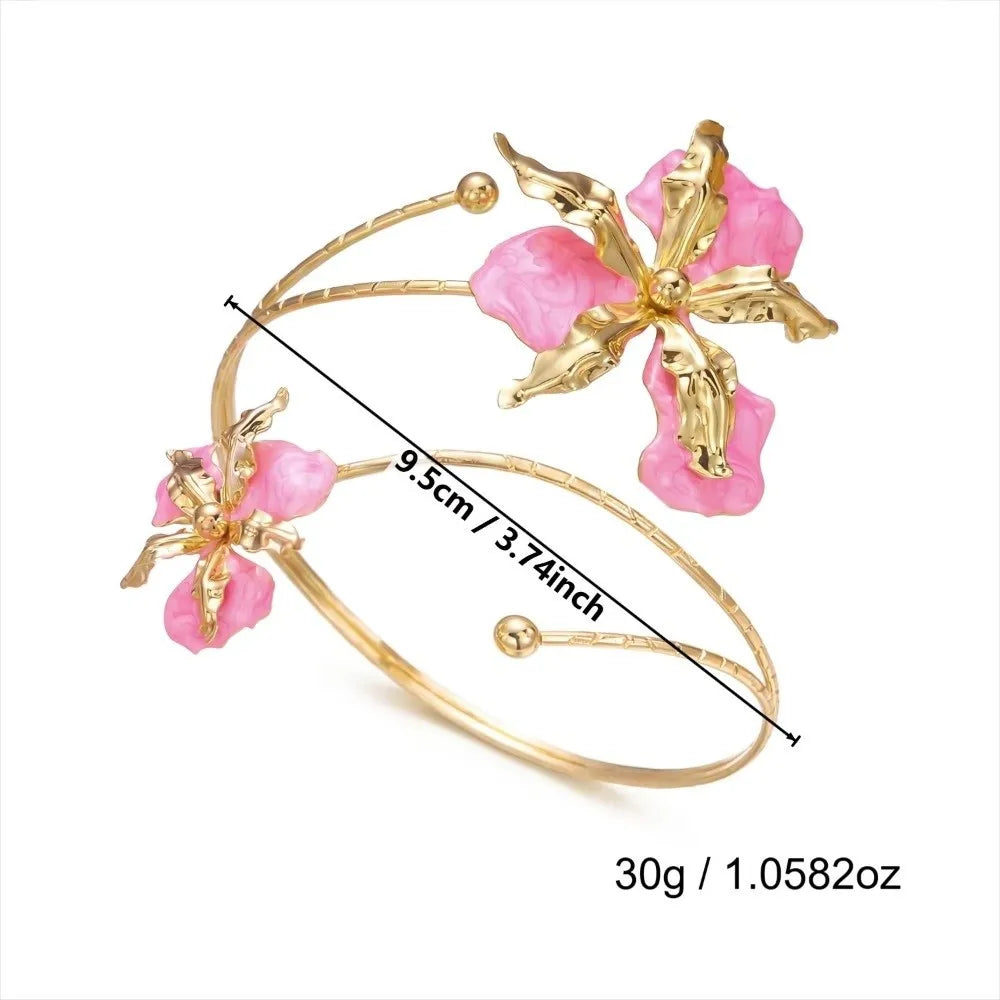 Boho Flower Upper Arm Cuff Bracelet – Adjustable Gold Armlet Arm Cuff Bracelet Nixie